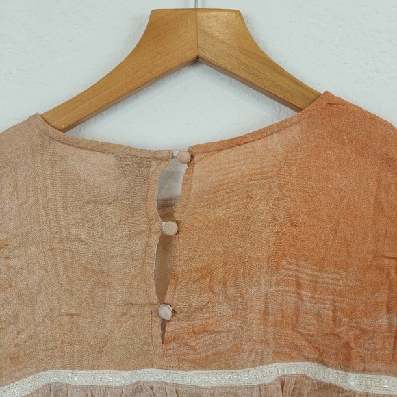 Bl^nk London x Anthropologie MIRANDA Brush Strokes Eclectic Red Sheer Top PS - Picture 15 of 15